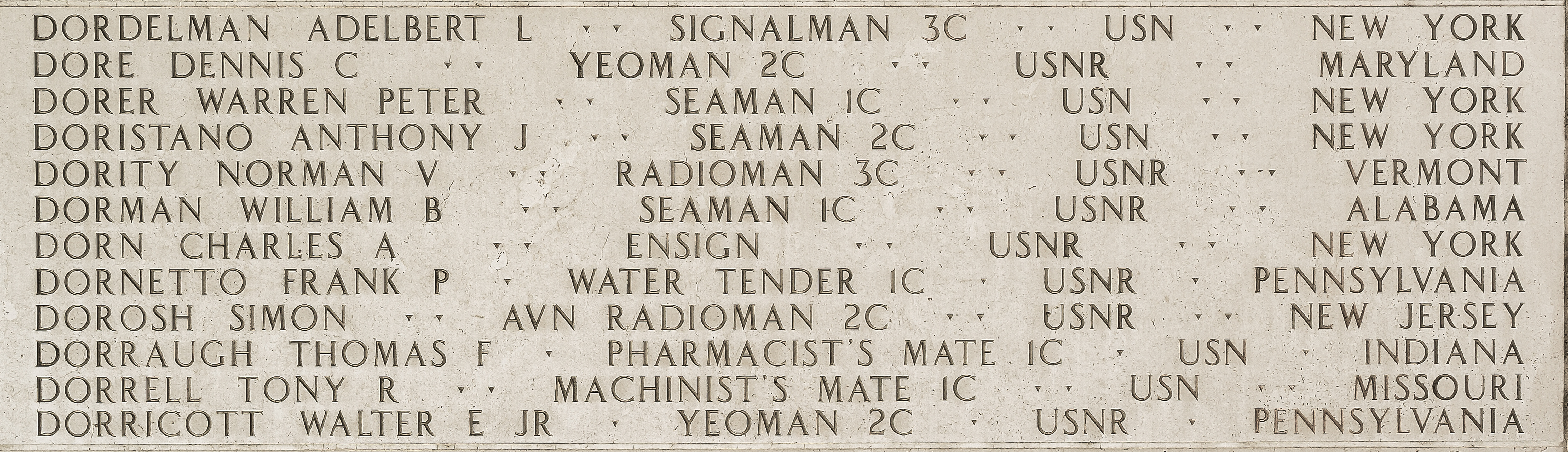 Norman V. Dority, Radioman Third Class